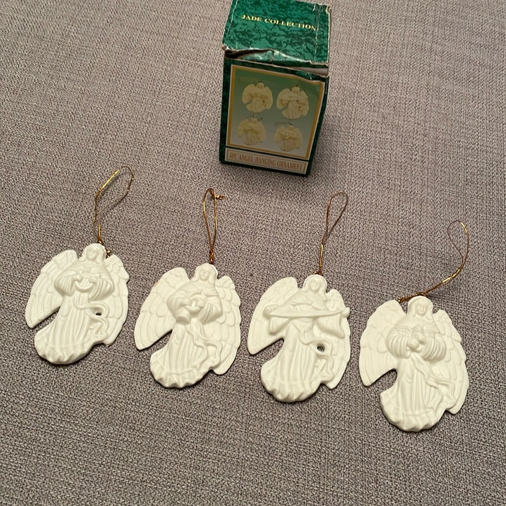 World Bazaars, Inc. Angels Hanging Ornaments Set of 4 Porcelain Christmas